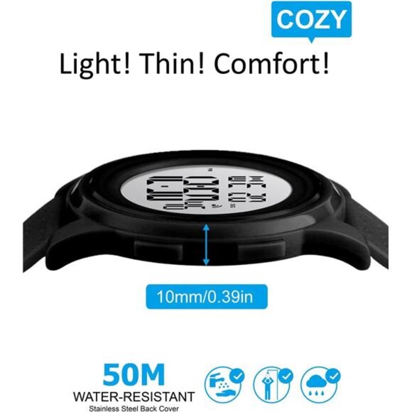 Ultra-Thin Minimalist Sports Waterproof Digital Watches Men with Wide-Angle - Picture 3 of 7